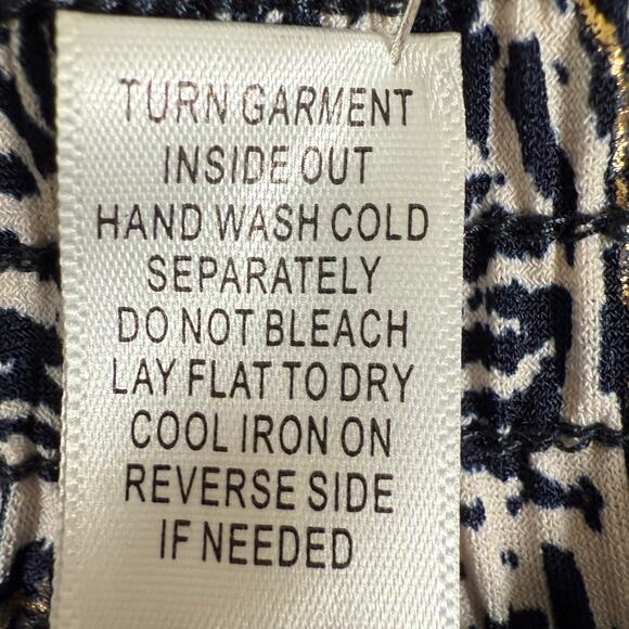 Iman Vacation Pants Navy Gold Wide Leg Pull On Boho Lounge Resortwear Size XS - Picture 4 of 7